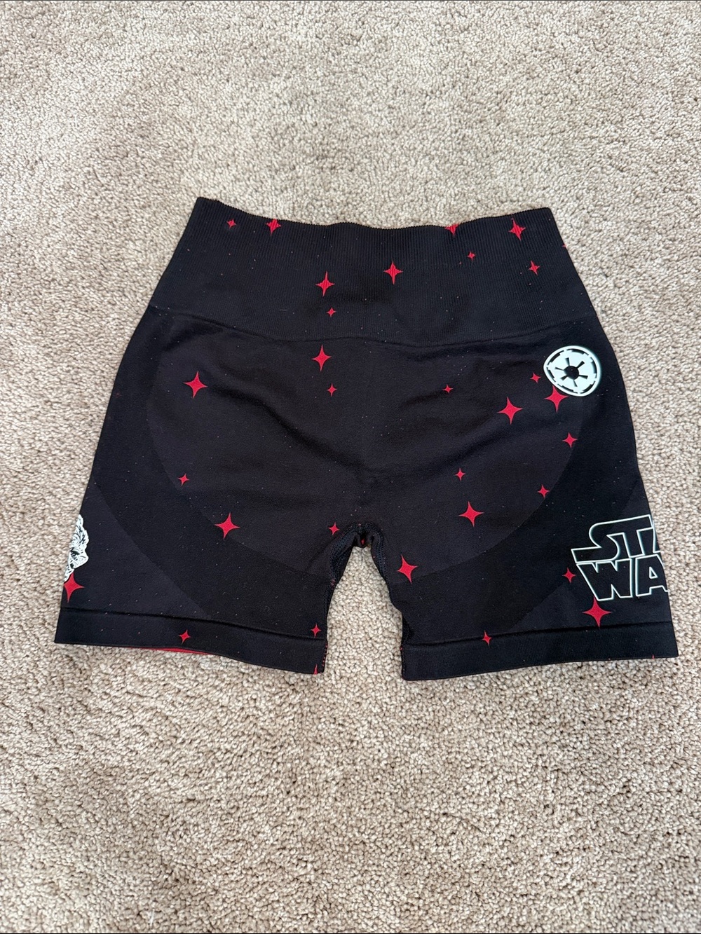Star Wars Black Bike Shorts with Red Star Accent